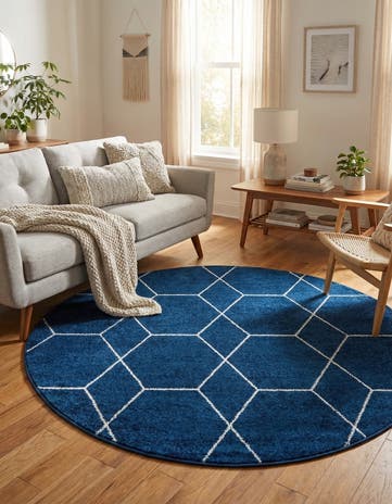6' x 6' Lattice Frieze Round Rug