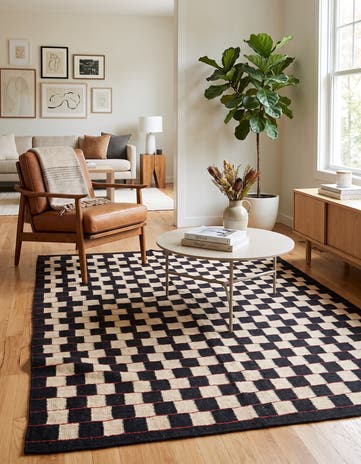 5' 2 x 6' 3 Hand Woven Kilim Modern Wool Rug