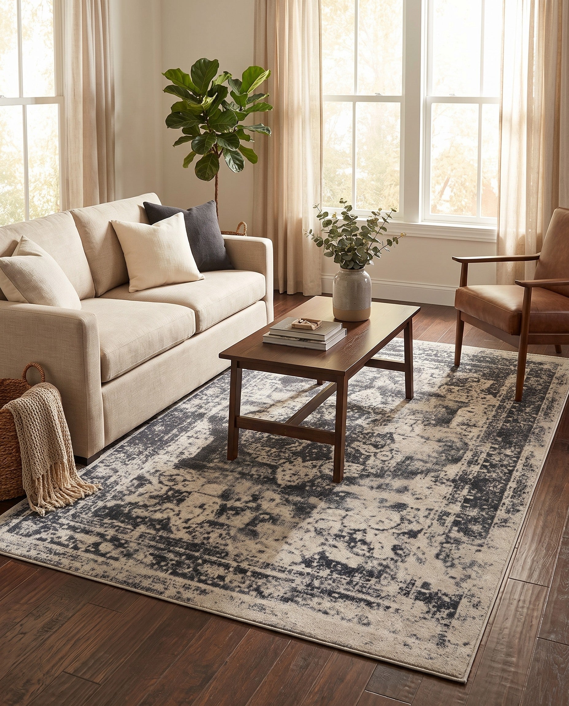 Slate Blue and Ivory Monaco Rug
