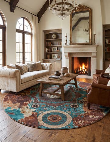 9' 8 x 9' 9 Hand Knotted Mamluk Ziegler Round Rug
