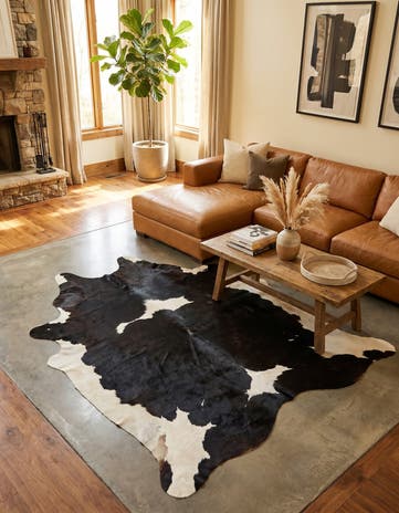 5' 2 x 6' 8 Cowhide Leather Rug