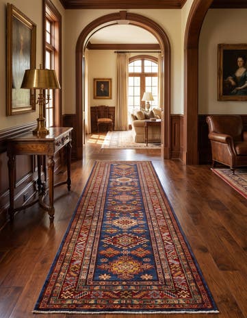 2' 9 x 9' 5 Hand Knotted Kazak Runner Rug
