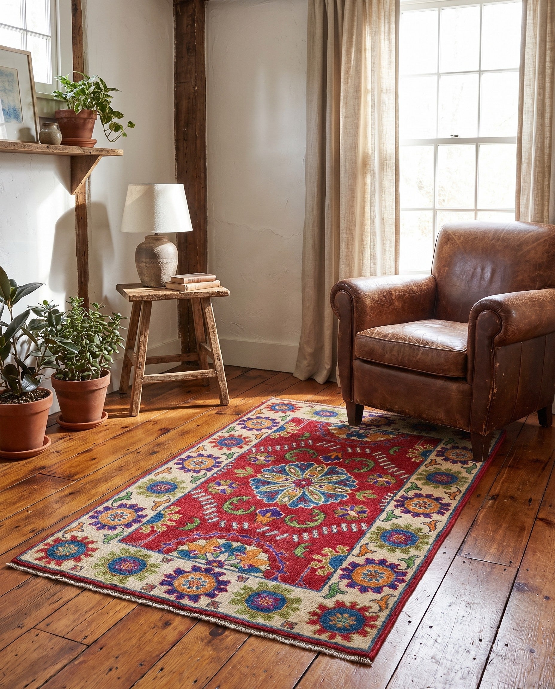 2' 7 x 4' Hand Knotted Kazak Rug