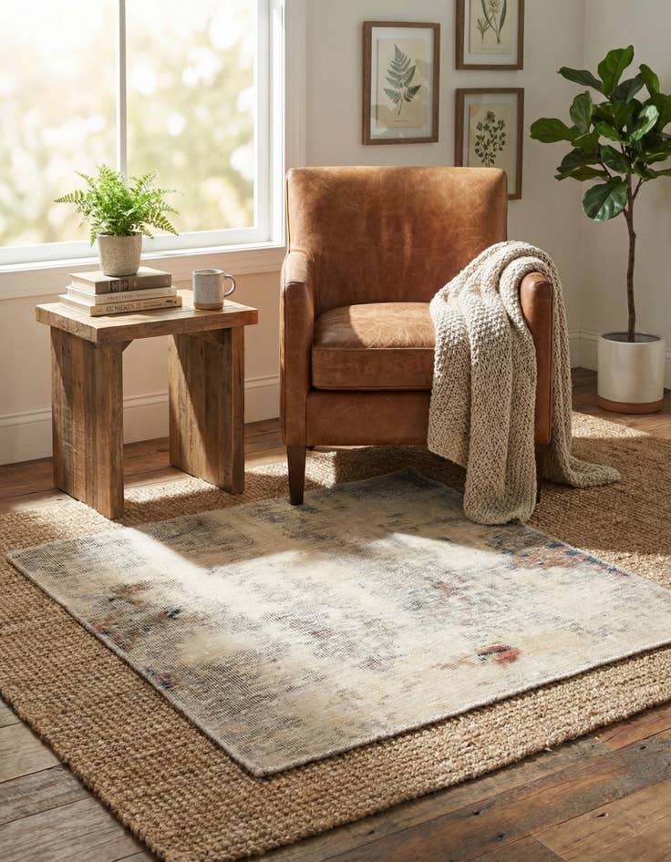 Detail image of 3' x 3' Hand Knotted Ultra Vintage Persian Wool Square Rug