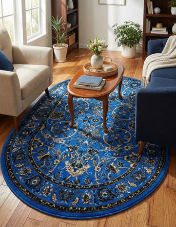 Dark Blue Yasmin Oval Rug