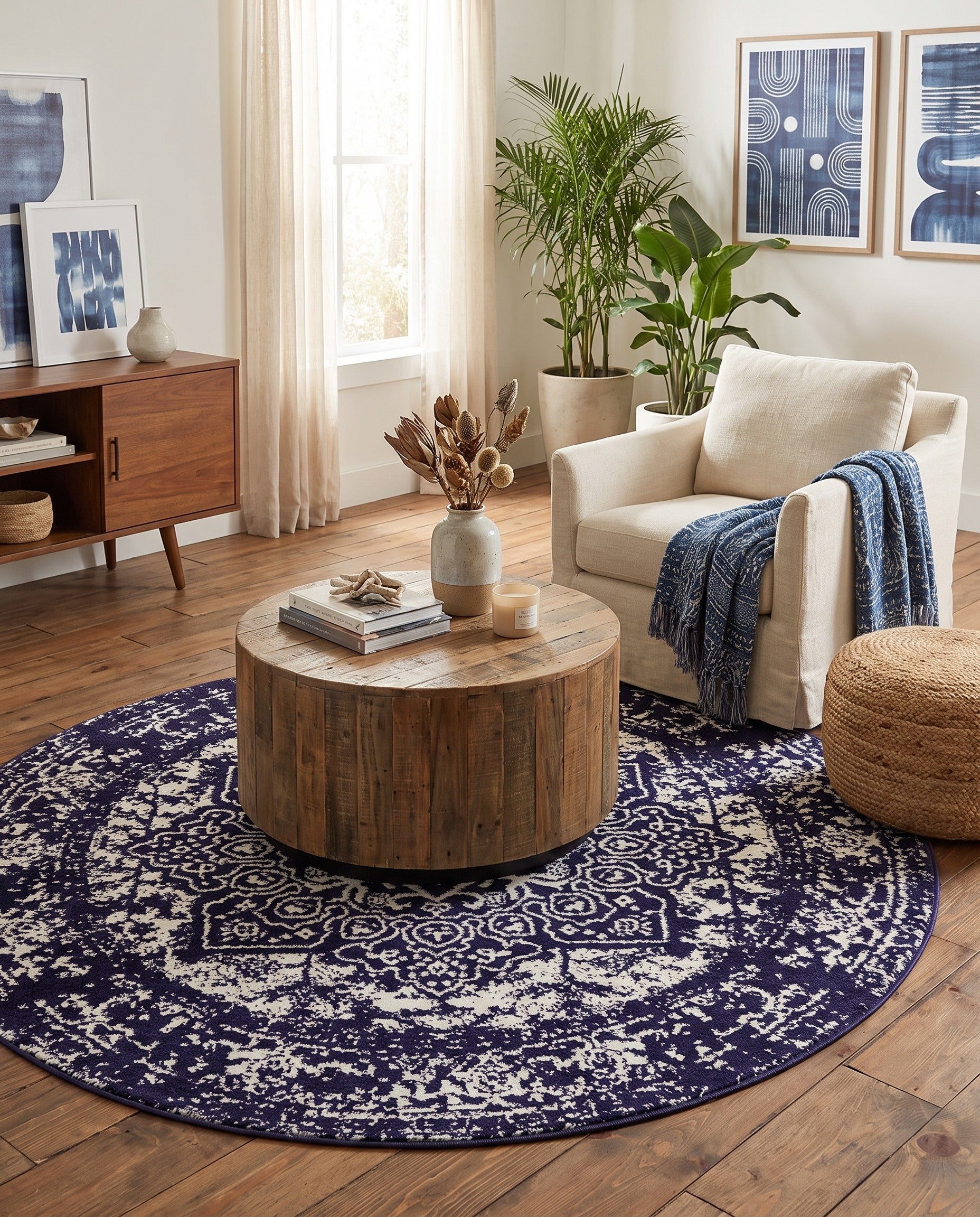 Navy Blue Arlington Round Rug