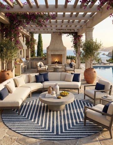 12' x 12' Easy-Clean Modern Indoor / Outdoor Round Rug