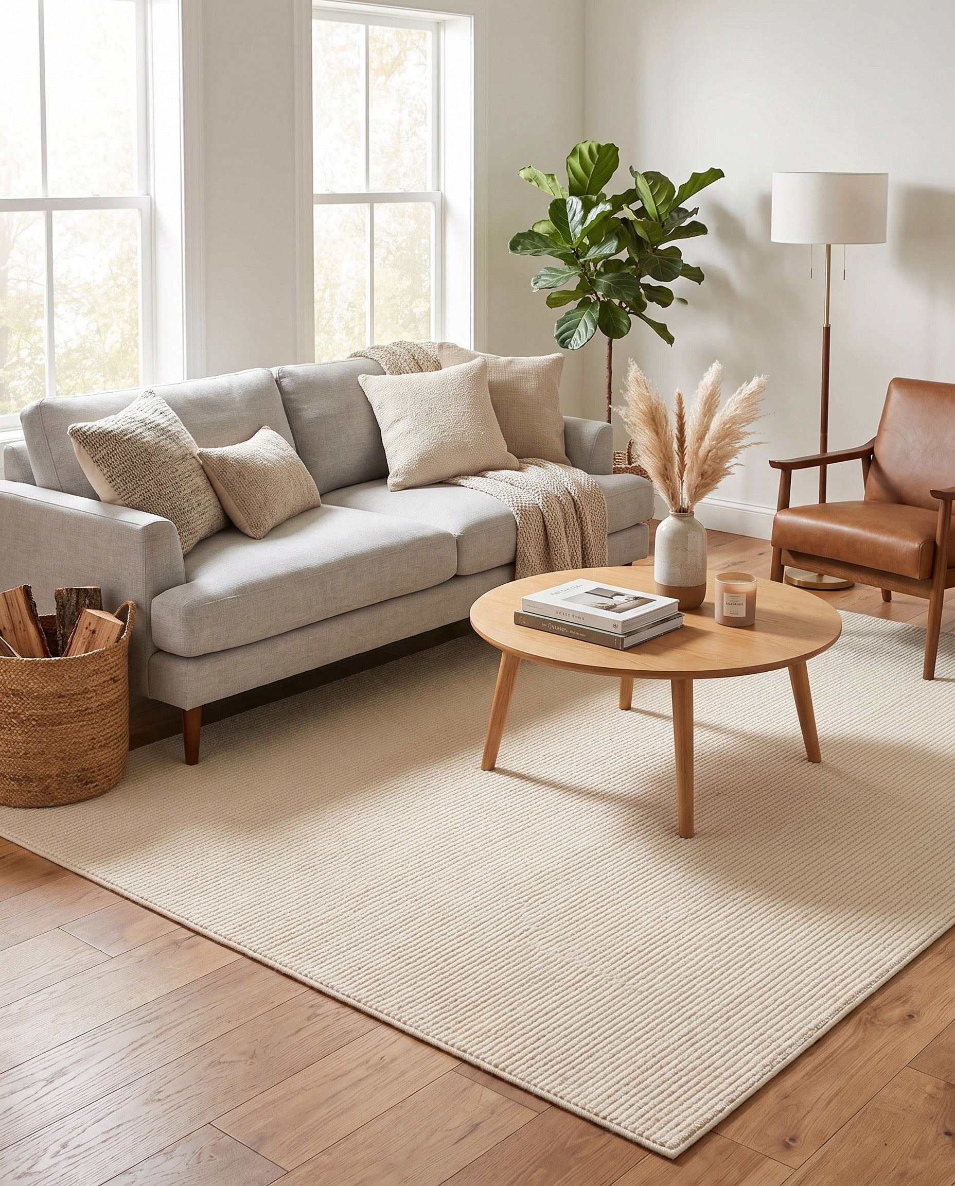 5' 3 x 8' Monochromatic Bouclee Rug