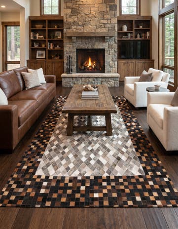 5' x 8' Cowhide Leather Rug