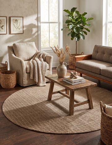 Cappucino Brown Heritage Line Wool Round Rug