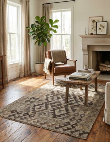3' 5 x 5' 2 Hand Woven Kilim Maymana Wool Rug