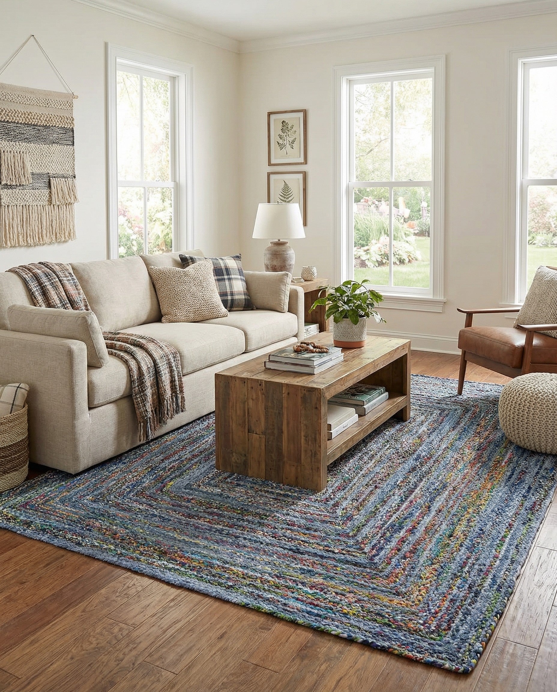  9' x 12' 2  Hand Braided Chindi Rug