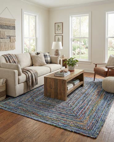  9' x 12' 2  Hand Braided Chindi Rug