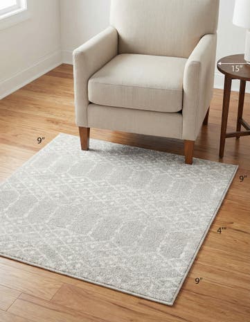 Light Gray Paxon Trellis Square Rug