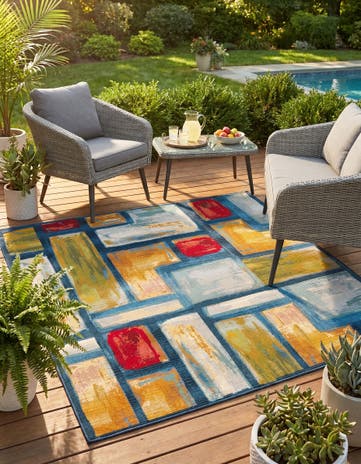 Easy-Clean Modern Indoor / Outdoor Square Rug