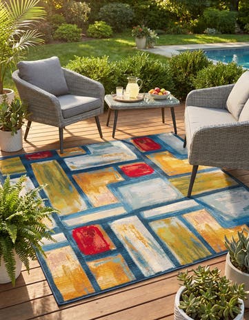 Easy-Clean Modern Indoor / Outdoor Square Rug