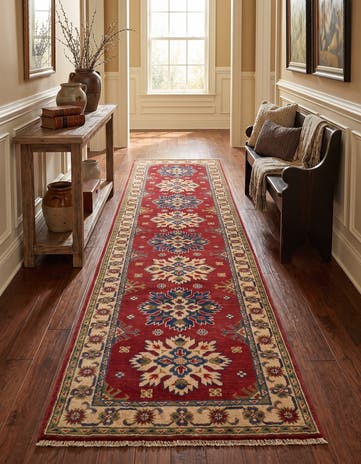 85cm x 345cm Hand Knotted Kazak Runner Rug