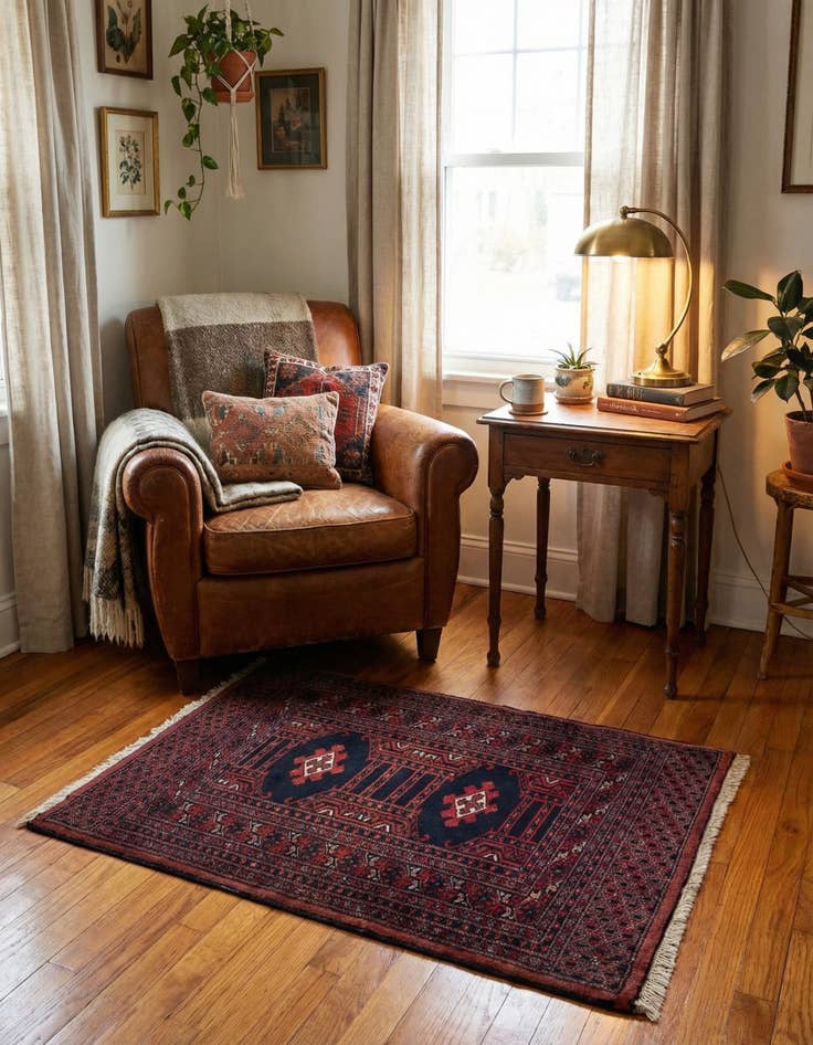 Detail image of 2' 9 x 3' 5 Hand Knotted Bokhara Oriental Wool Square Rug