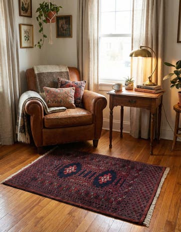 2' 9 x 3' 5 Hand Knotted Bokhara Oriental Wool Square Rug