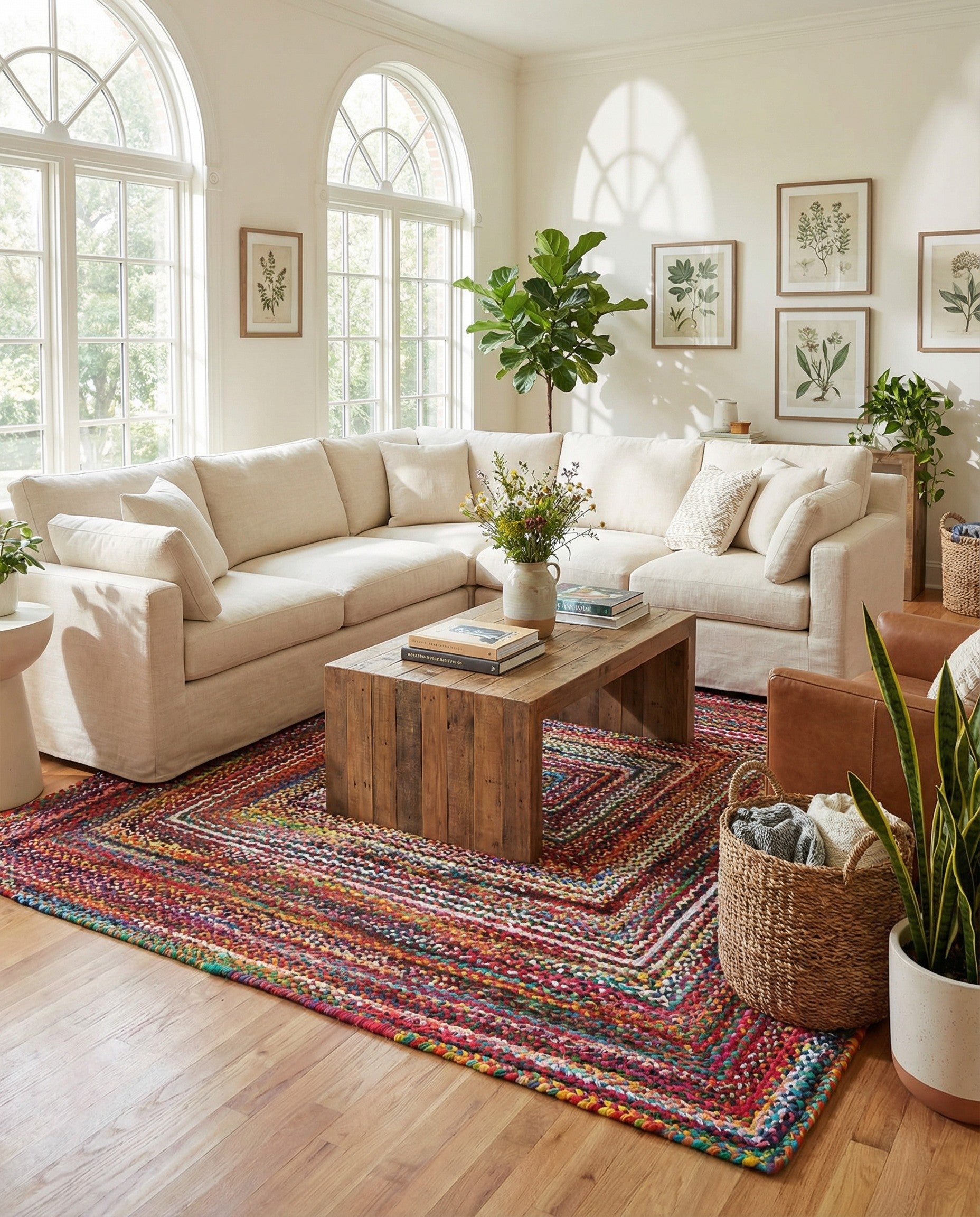 10' x 10'  Hand Braided Chindi Square Rug