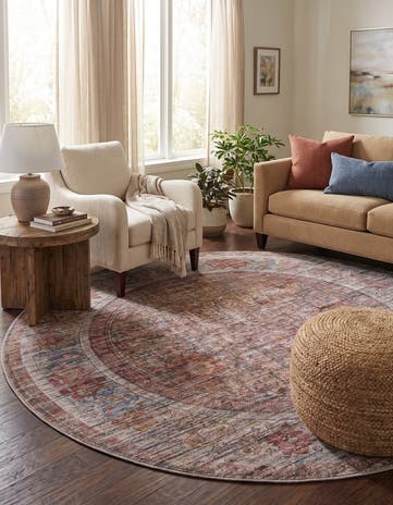 7' 10 x 7' 10 Washable Nostalgia Round Rug