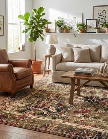 Green Saturn Square Rug