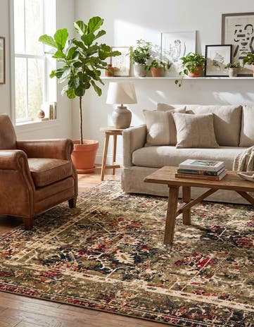 Green Saturn Square Rug