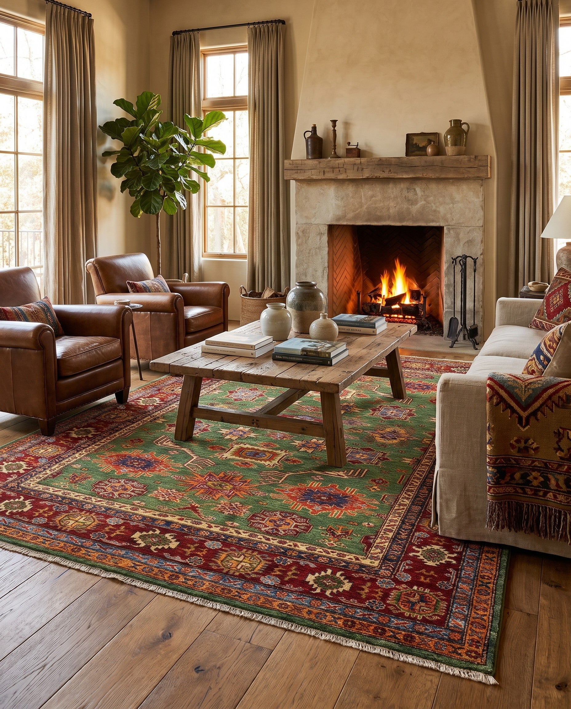 6' x 8' 6 Hand Knotted Kazak Rug