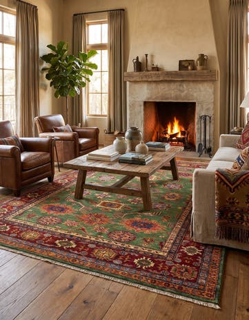 6' x 8' 6 Hand Knotted Kazak Rug