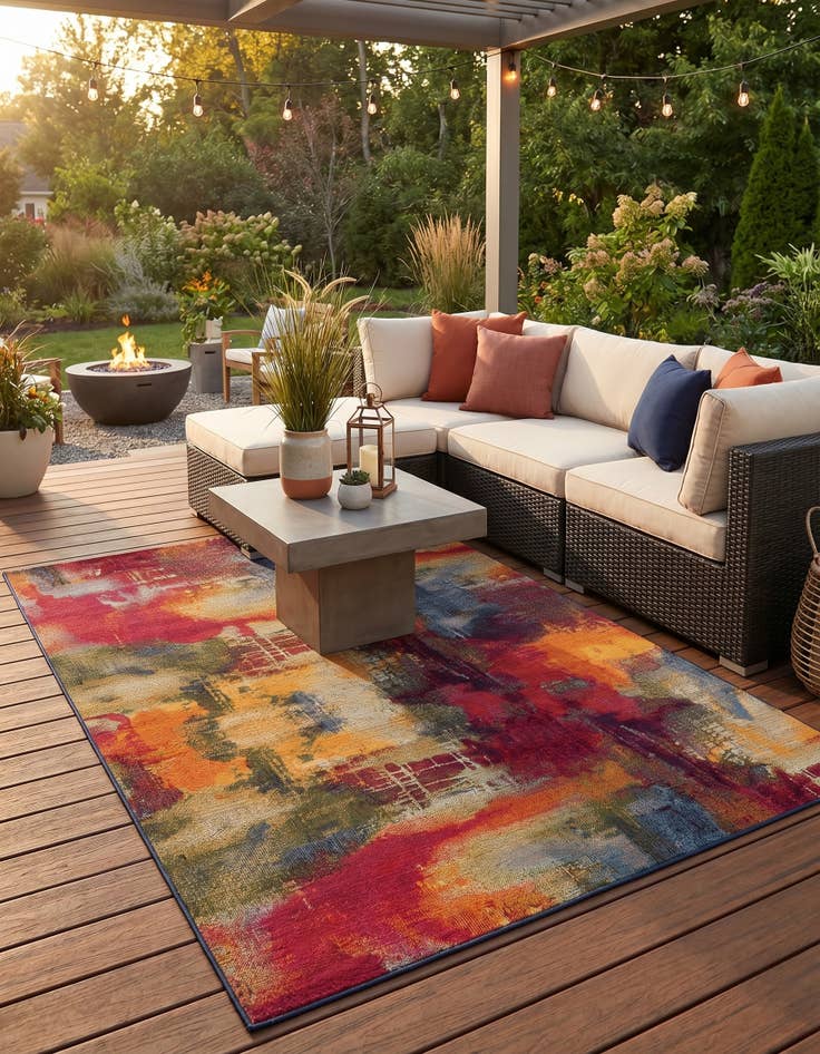 Detail image of 6' x 9' Easy-Clean Modern Indoor / Outdoor Rug
