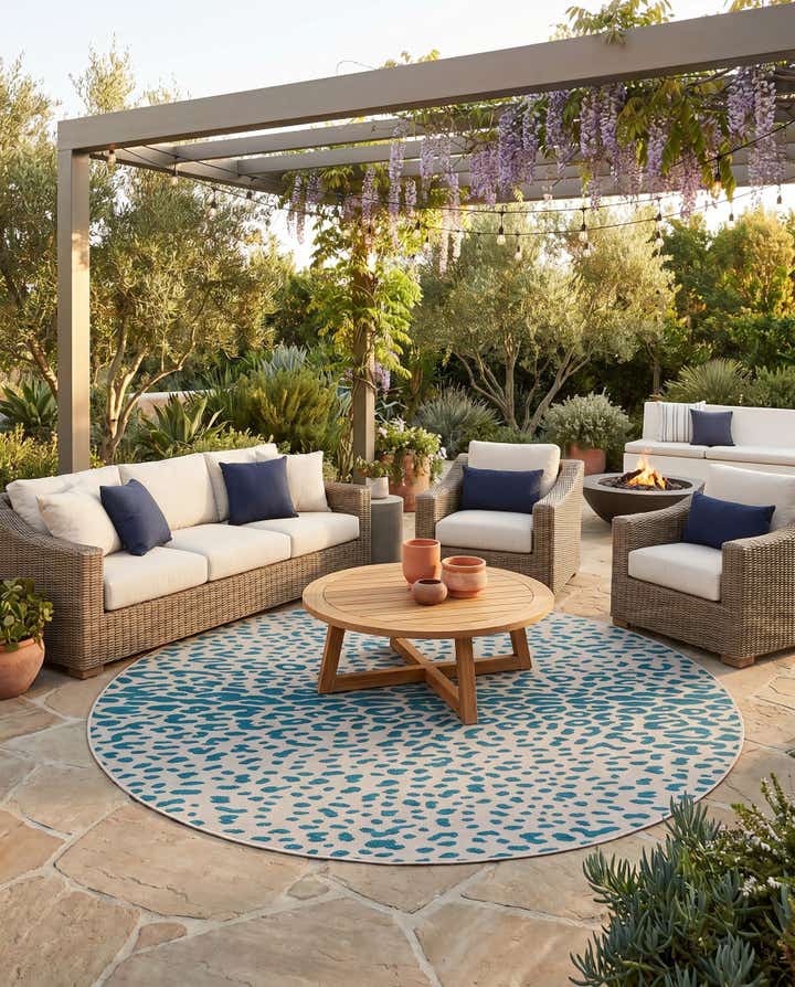 10' x 10' Easy-Clean Safari Indoor / Outdoor Round Rug