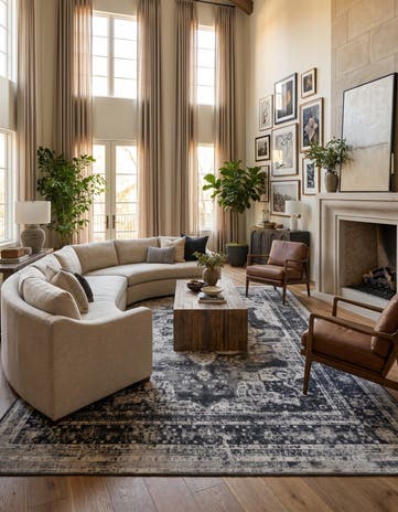 Slate Blue and Ivory Monte Carlo Rug