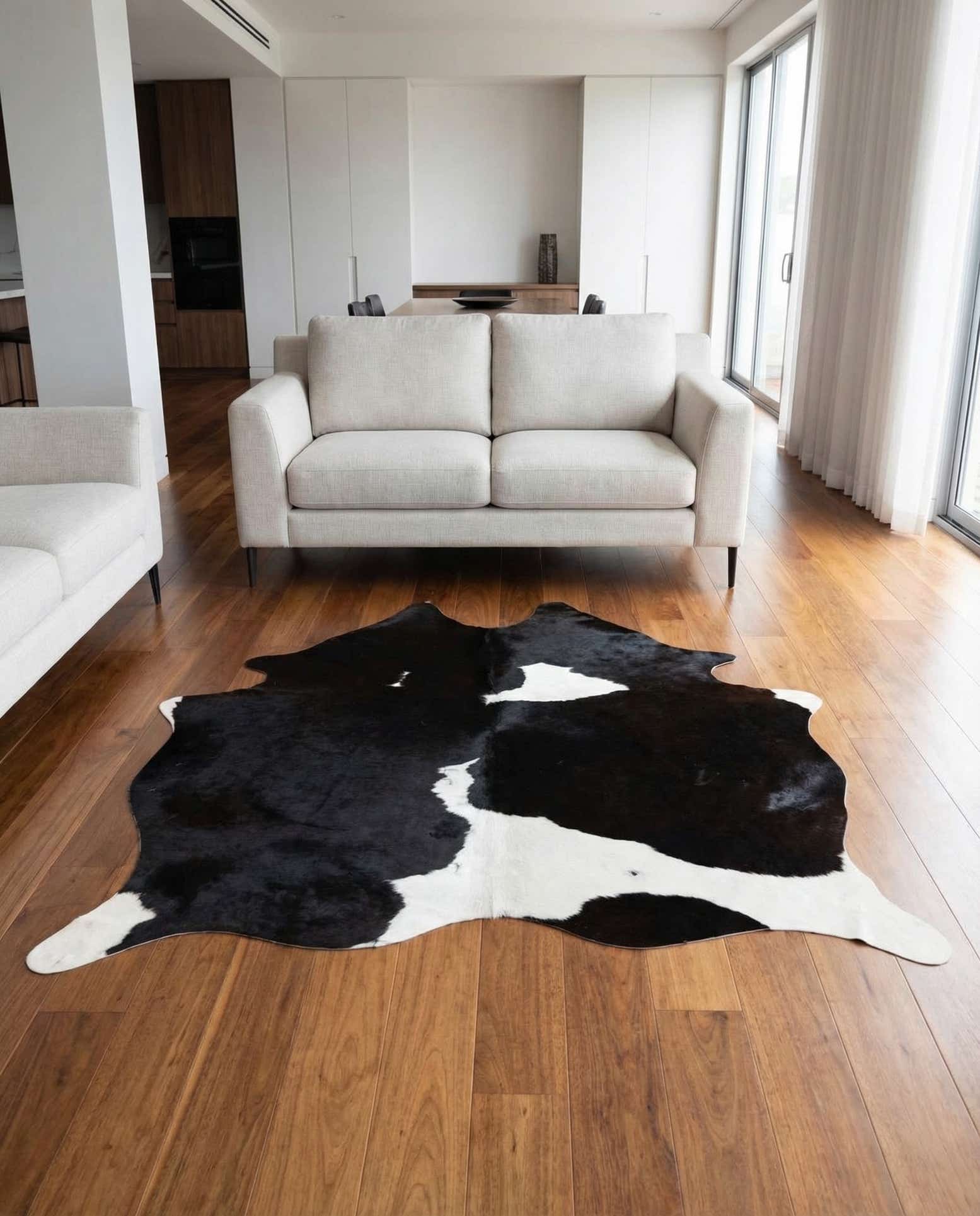 5' x 5' 9 Cowhide Leather Rug