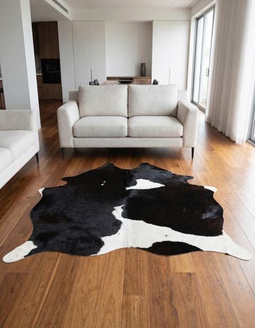 5' x 5' 9 Cowhide Leather Rug