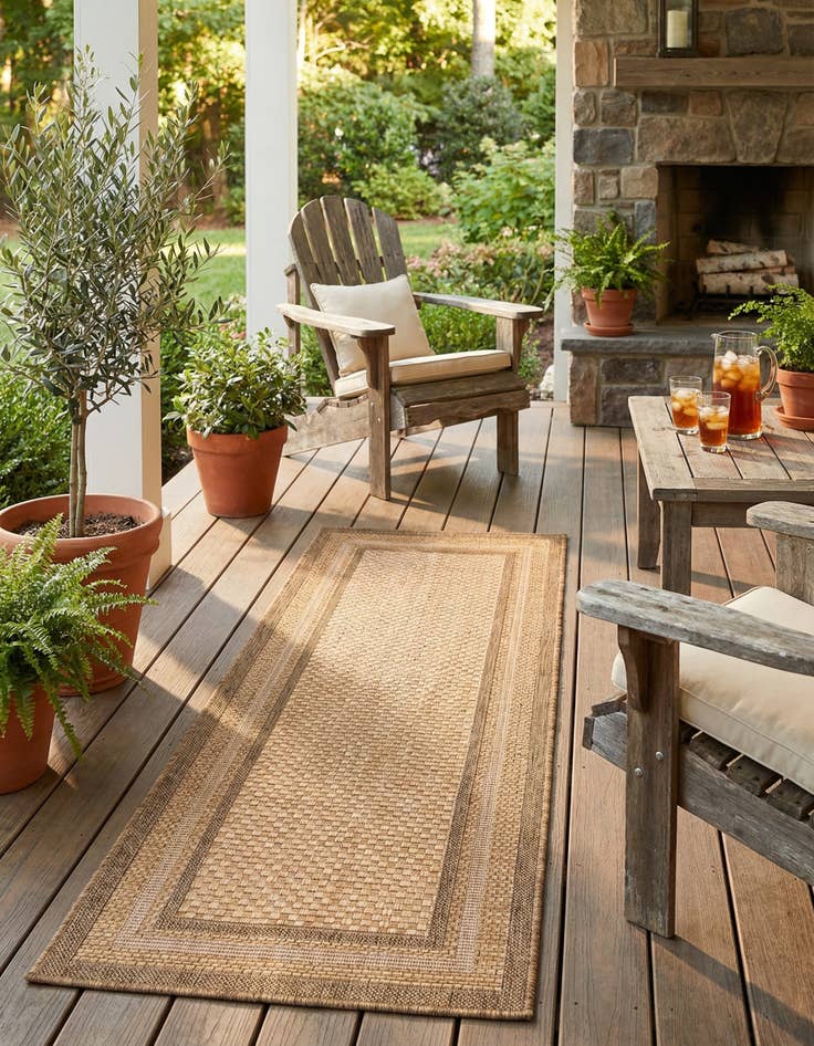 Detail image of 2' 2 x 6' Washable Border Indoor / Outdoor Runner Rug