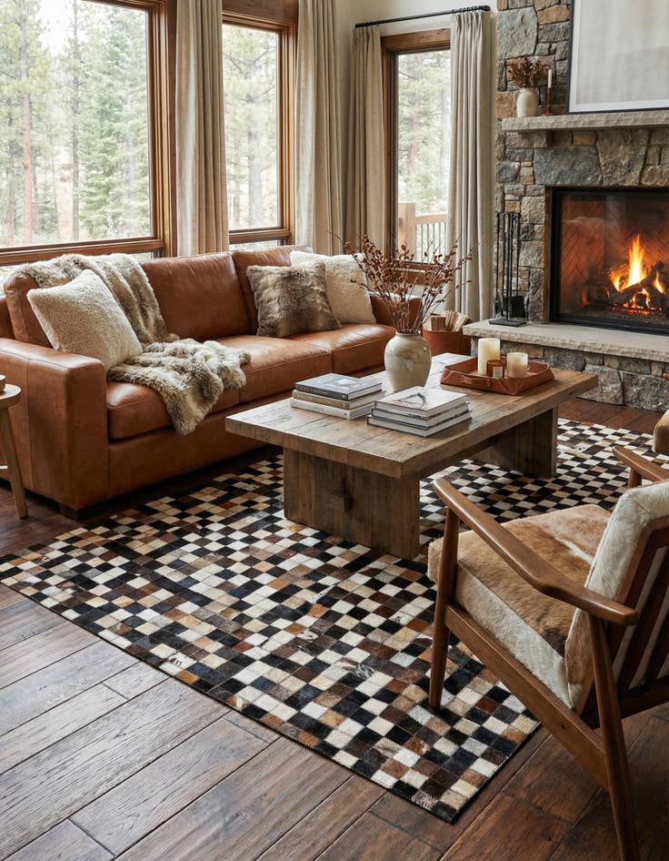 Detail image of 4' x 6' 2 Cowhide Leather Rug