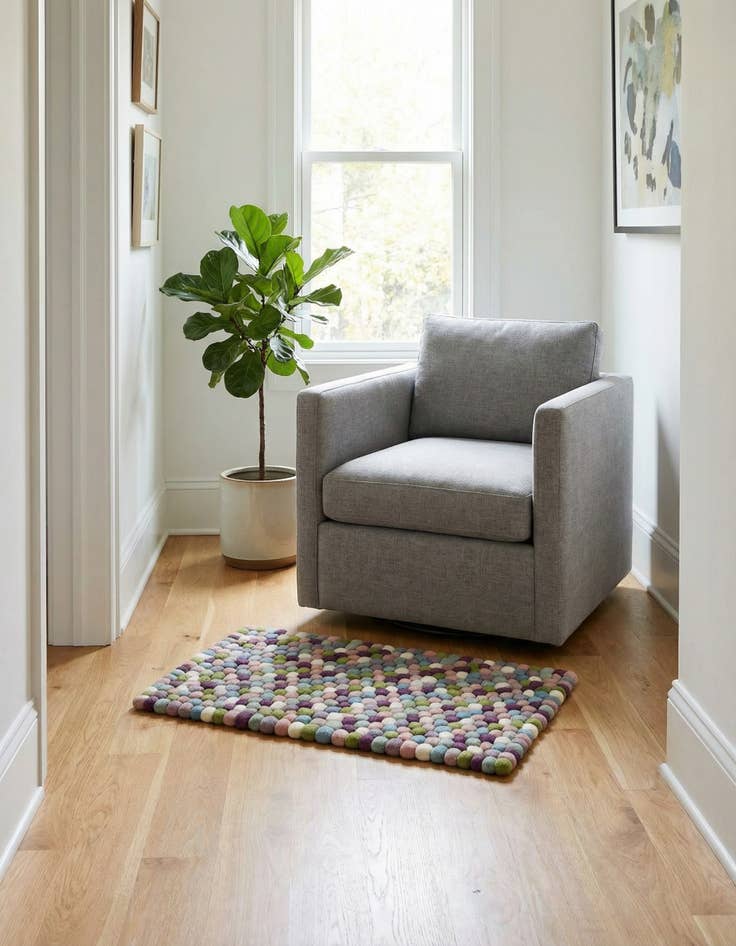 Detail image of  2' x 3' 1 Felt Ball Wool Rug