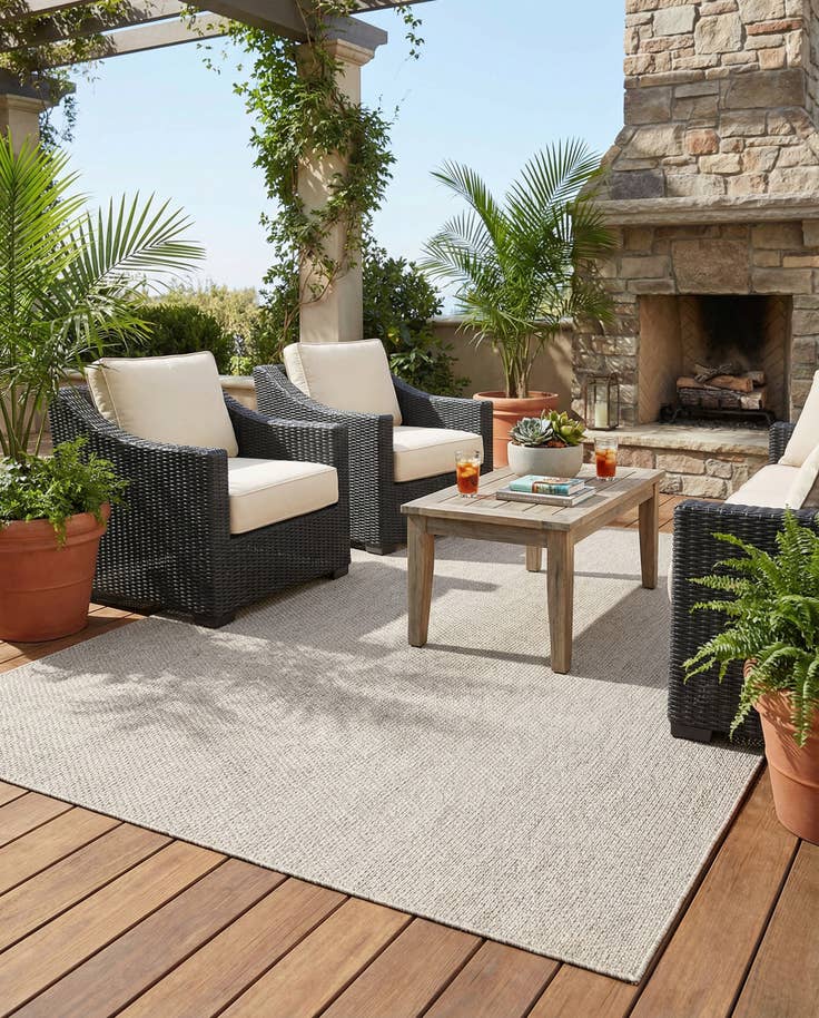 Detail image of 7' 10 x 10' Easy-Clean Solid Indoor / Outdoor Rug