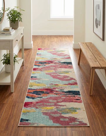 Pink Washable Hyacinth Runner Rug