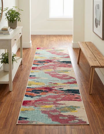 Pink Washable Hyacinth Runner Rug