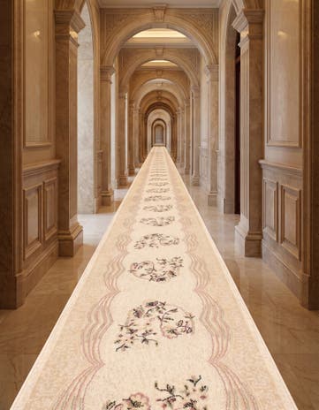 Beige Tabriz Design Runner Rug