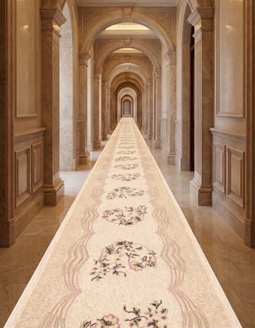 Beige Tabriz Design Runner Rug