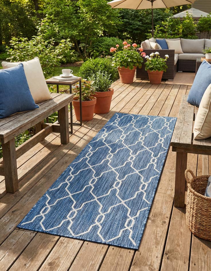 Detail image of 2' x 6' Washable Trellis Indoor / Outdoor Runner Rug