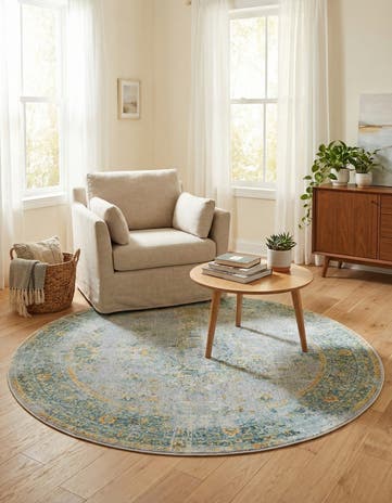 Gray Santiago Round Rug