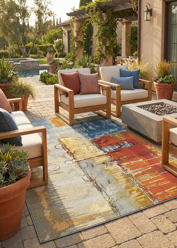 5' 3 x 8' Easy-Clean Modern Indoor / Outdoor Rug