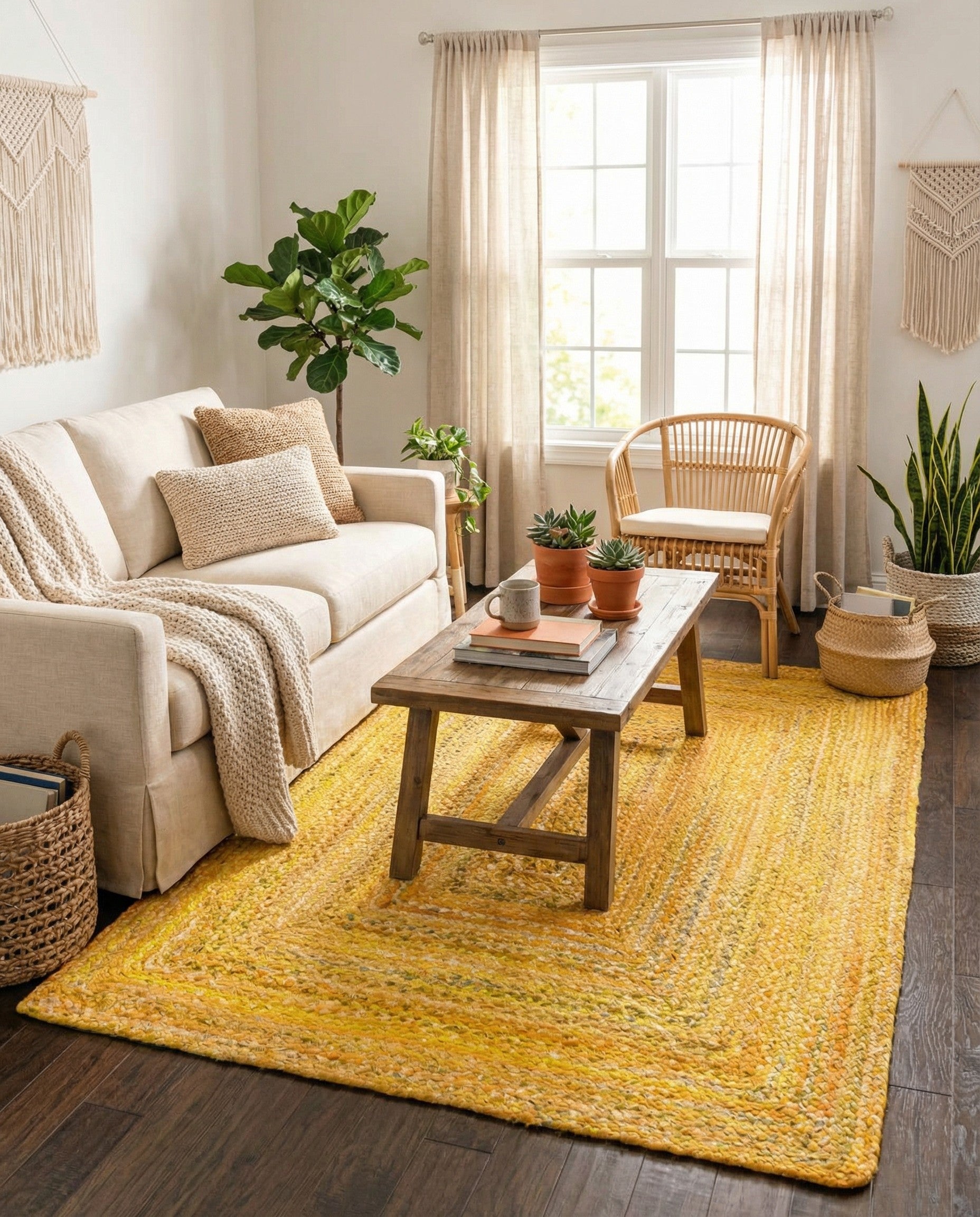 5' 1 x 8'  Hand Braided Chindi Rug