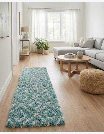 2' 7 x 12' Trellis Shag Runner Rug