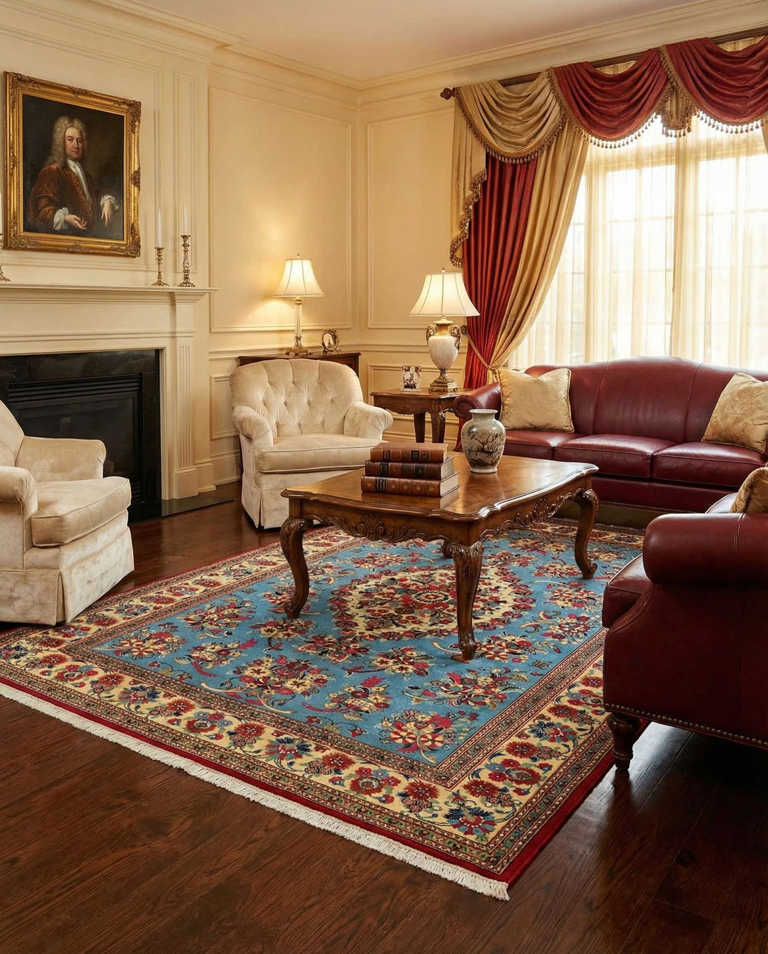 4' 9 x 6' 10 Hand Knotted Qom Persian Rug