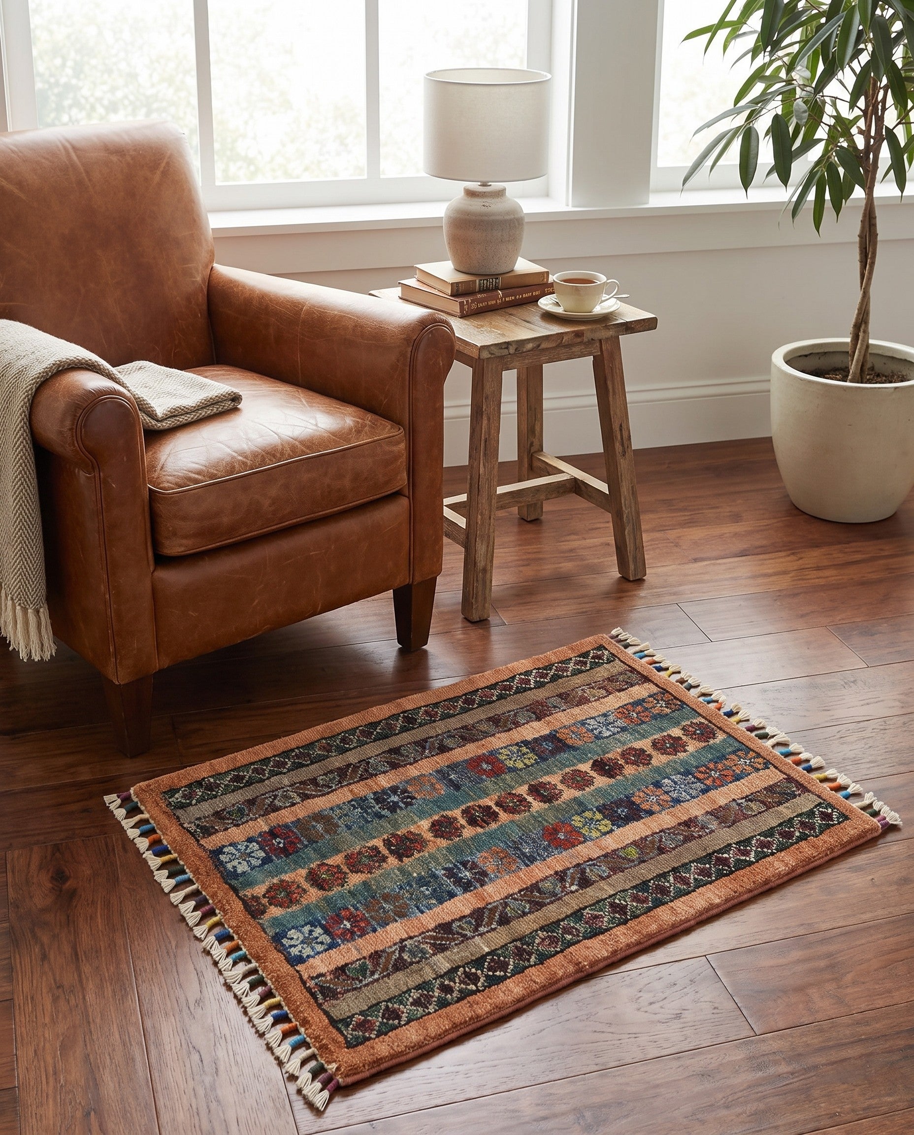 1' 4 x 2' Hand Knotted Ziegler Rug