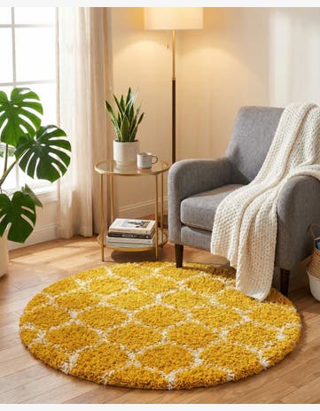 3' 3 x 3' 3 Trellis Shag Round Rug